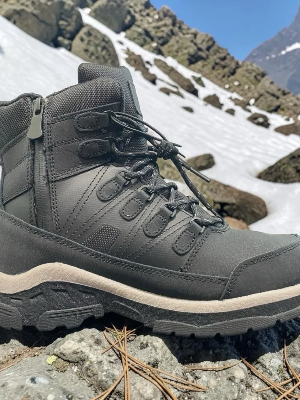 All In Motion Men's Faux Leather Ankle Winter Hiker Boots Water-Repellent Sz 7